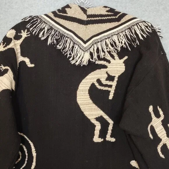 Western One Size Aztec Cowboy Women's All Cotton Jacket Raw Hem 2 Button Front - Picture 11 of 12